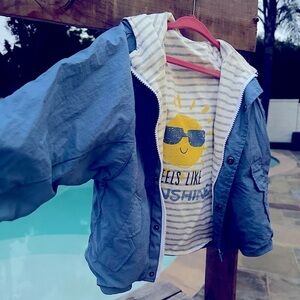 ☀️Zara Reversible Striped Parka Blue/Grey “Feels Like Sunshine”☀️
